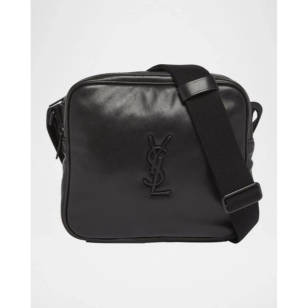 SAINT LAURENT YSL Black Lambskin Leather Niki Cube Crossbody $2000